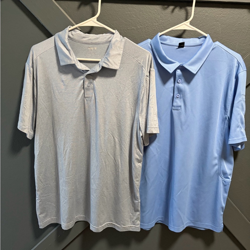 Men's Light Blue and Blue Polo Shirts